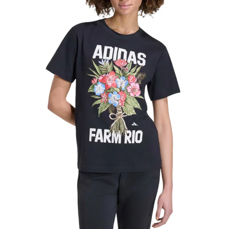 Женская футболка с принтом Adidas x FARM Rio Graphic T-Shirt, черный — фото 2