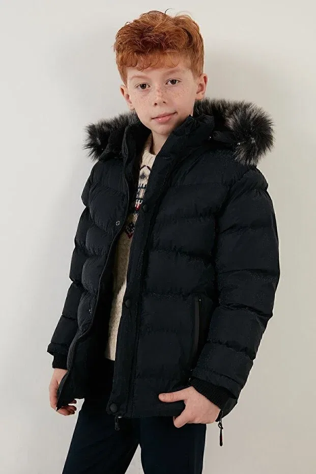 Детское зимнее пальто для девочек с капюшоном Lela, Navy Blue