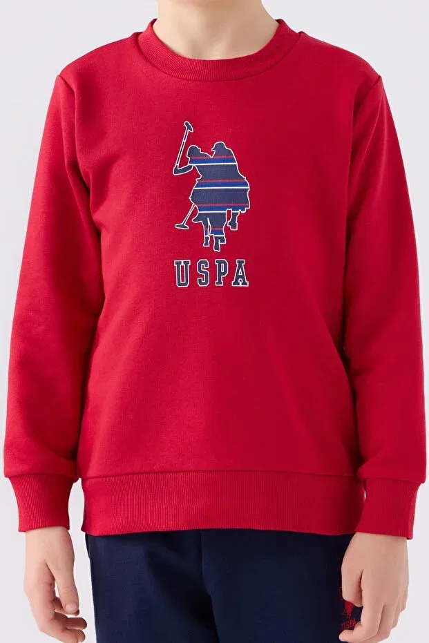 Детский комплект свитшот-брюки с принтом U.S. Polo Assn., Red — фото 4