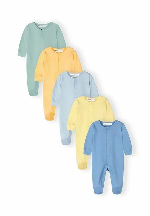 Комплект из 5 боди с длинным рукавом, хлопок, Minoti, Blue-grey Navy, синий/зеленый/оранжевый