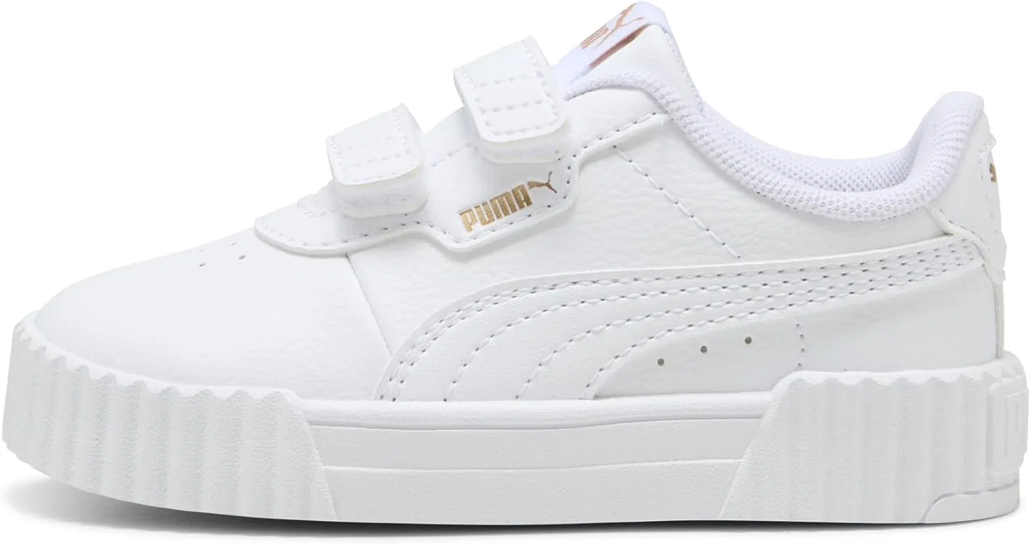 Детские кроссовки для девочек Carina 3.0 V Slip On PUMA, Puma White-Puma Gold