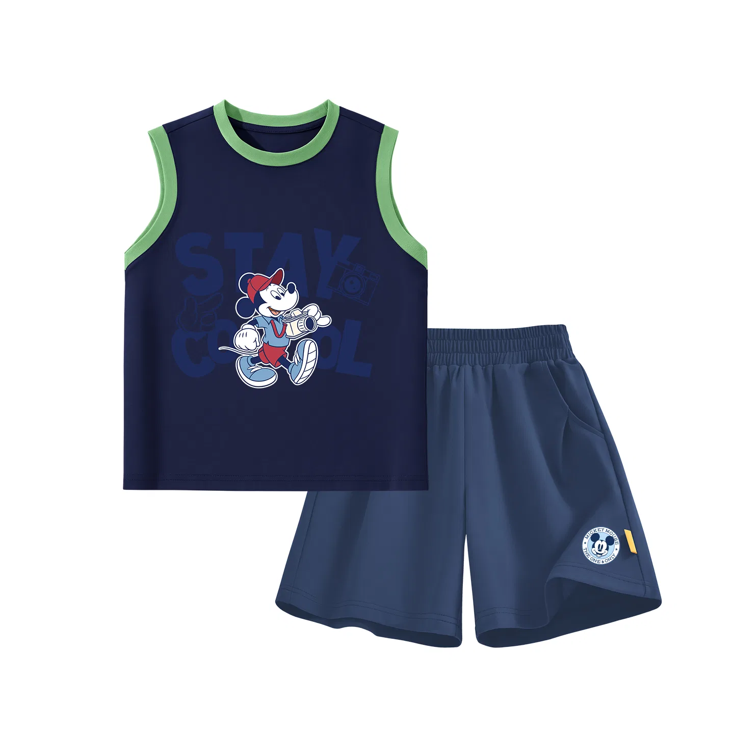 Спортивный костюм детский, Crew Neck, тонкий, трикотажный, Disney, Videography Green Blue
