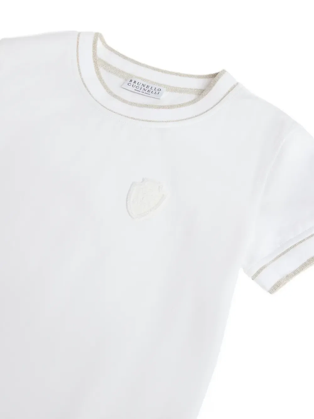 Футболка из джерси с логотипом Brunello Cucinelli Kids, белый — фото 3