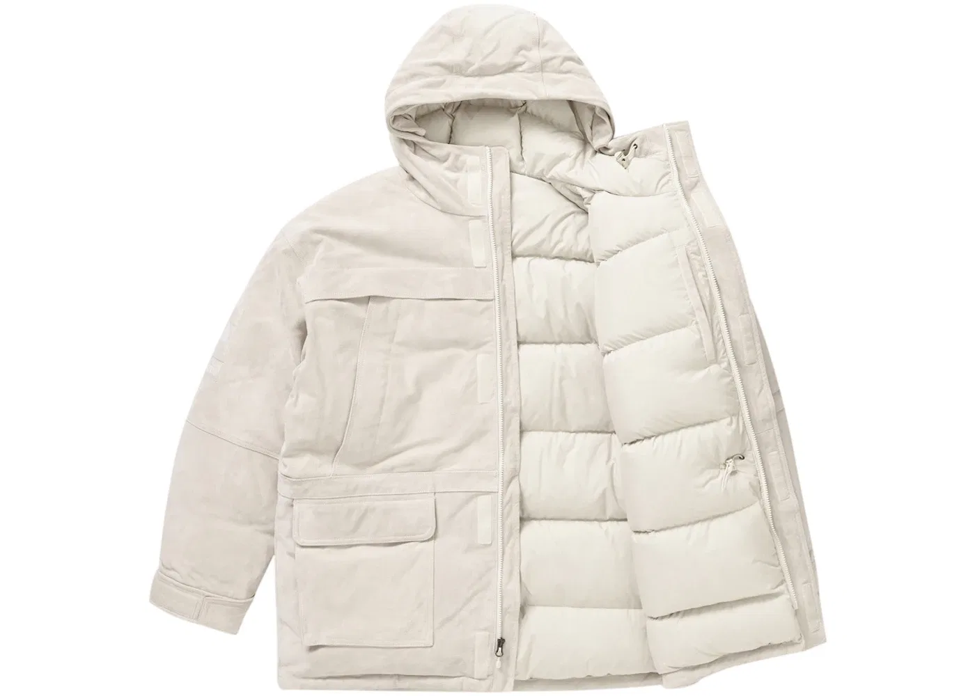 Мужская парка с наполнителем из пуха 600 Fill Suede The North Face Supreme, Stone — фото 3