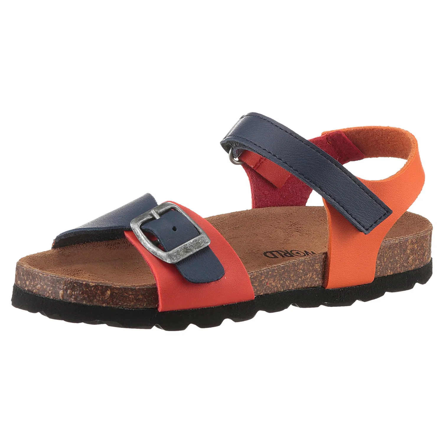 Детские сандалии с ремешками KIDSWORLD, Night Blue/Orange/Red