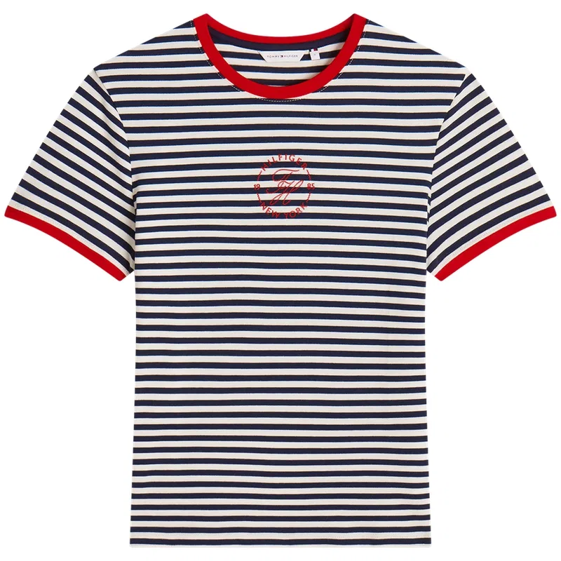 Женская футболка с круглым вырезом Navy Blue White Stripes 0BA Tommy Hilfiger, Navy Blue White Stripes