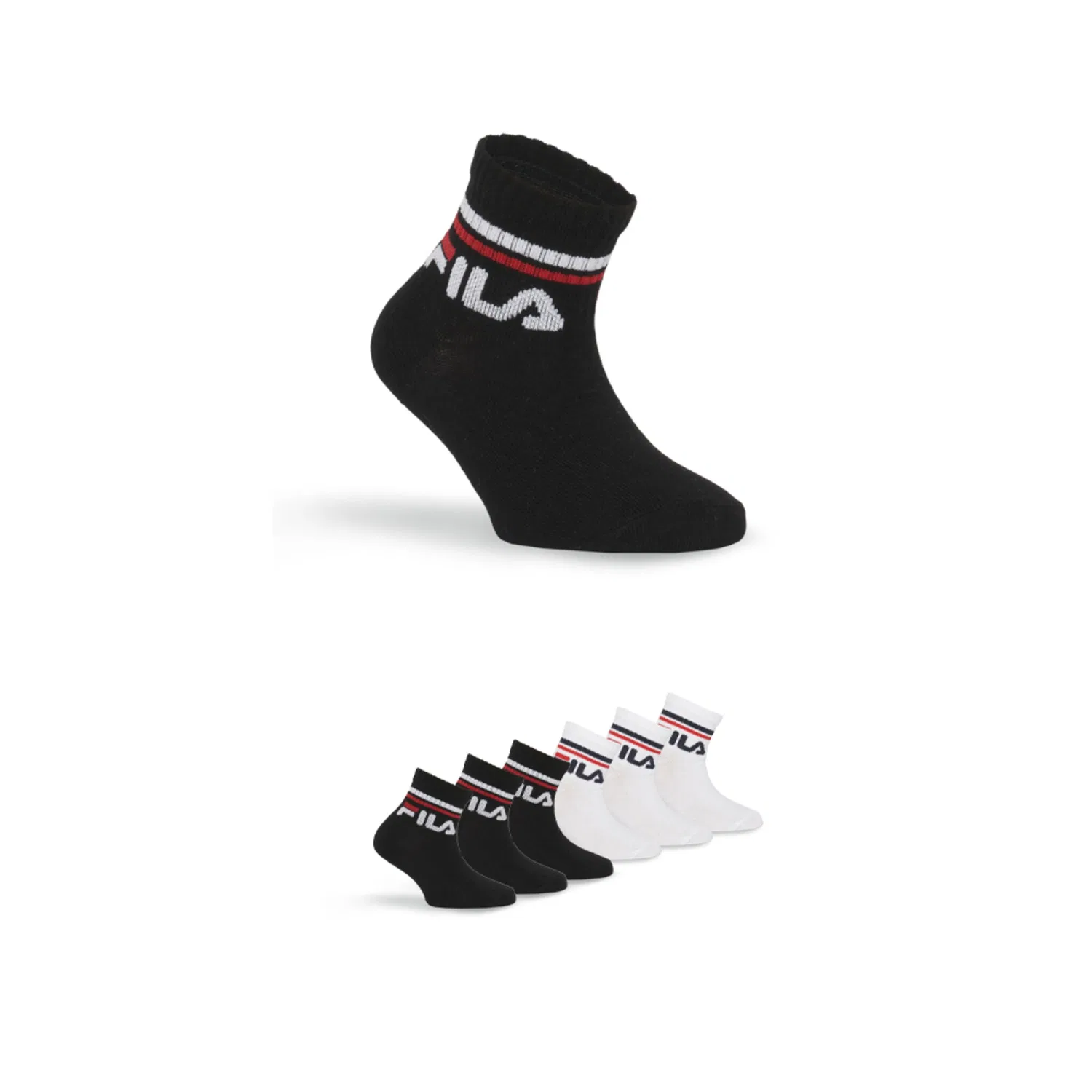 Детские спортивные носки с логотипом Fila, Black/White