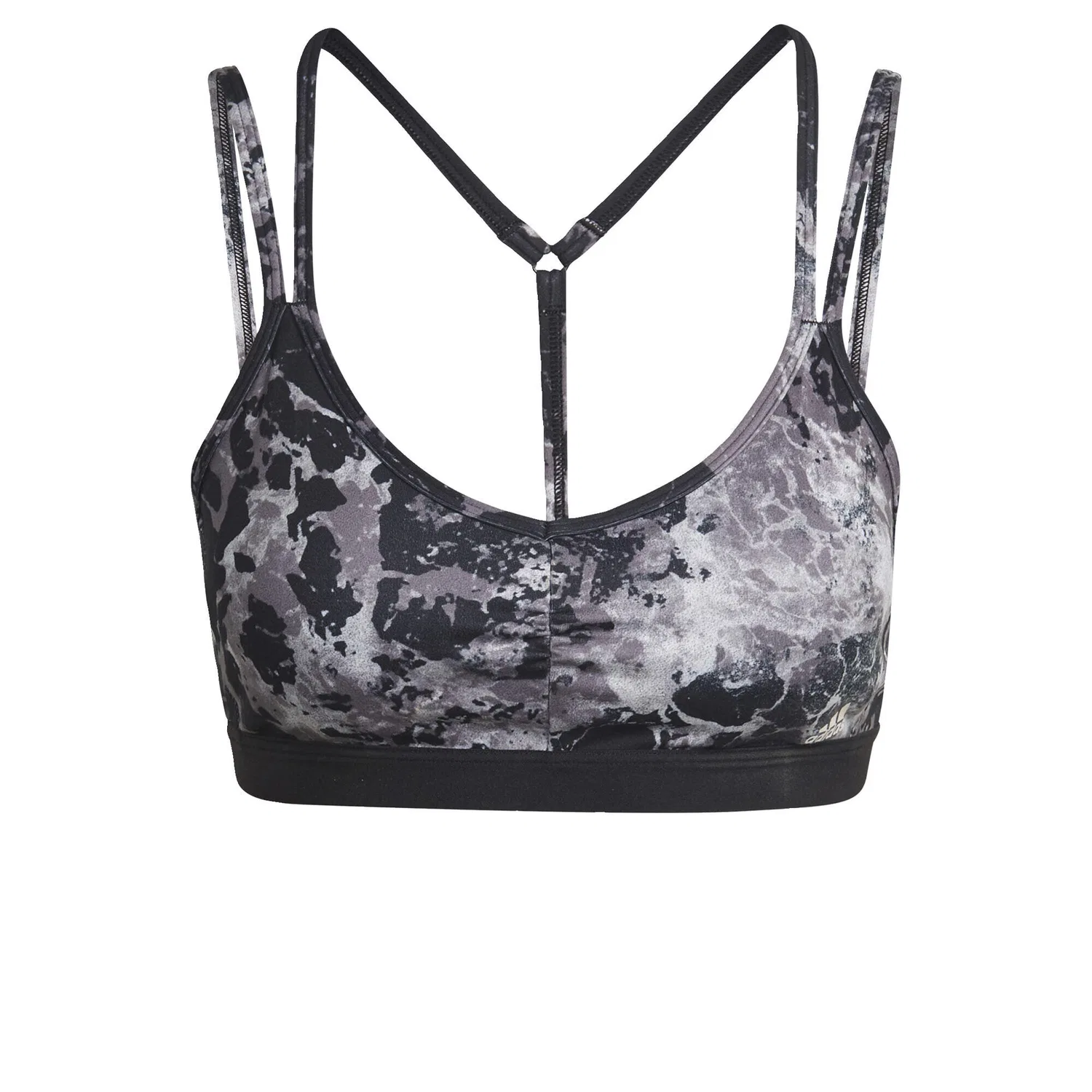 Женский спортивный бюстгальтер с принтом Yoga Essentials Studio Light-Support Adidas, Schwarz — фото 2