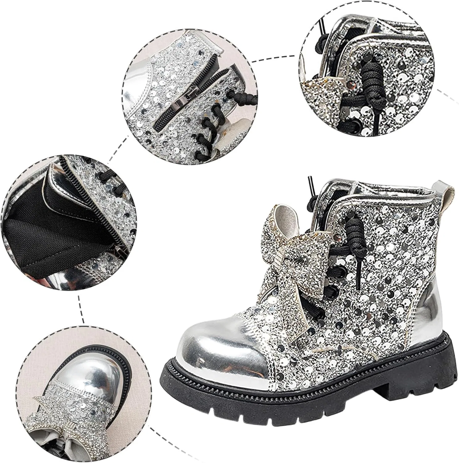 Детские ботинки для девочек с мягкой подошвой IWIHMIV, Silver — фото 4