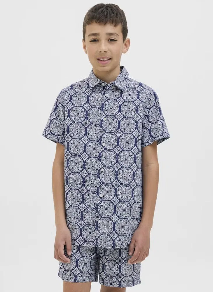 Рубашка с принтом с длинным рукавом Jack & Jones Junior, синий — фото 3