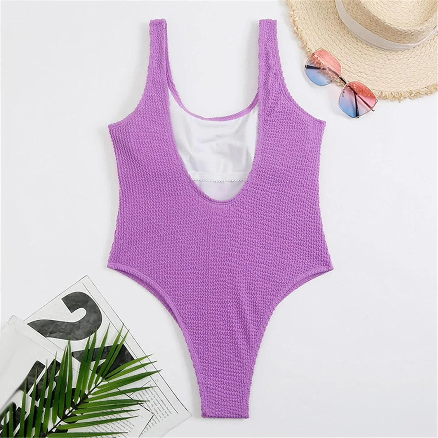 Женский слитный купальник с утяжкой живота Tankini, Purple — фото 3