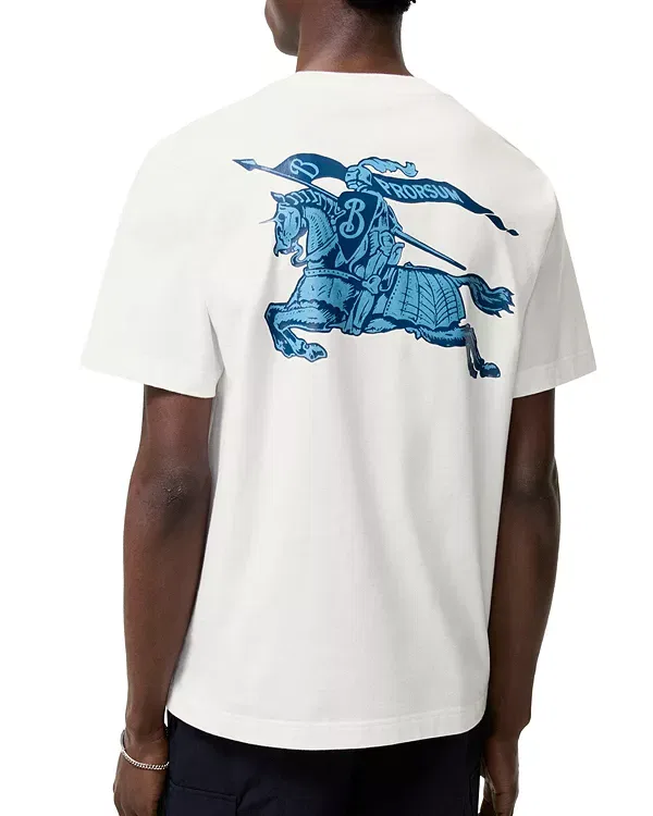 Мужская футболка с принтом Heritage Logo Cotton T‑Shirt Burberry, Chalk White — фото 2