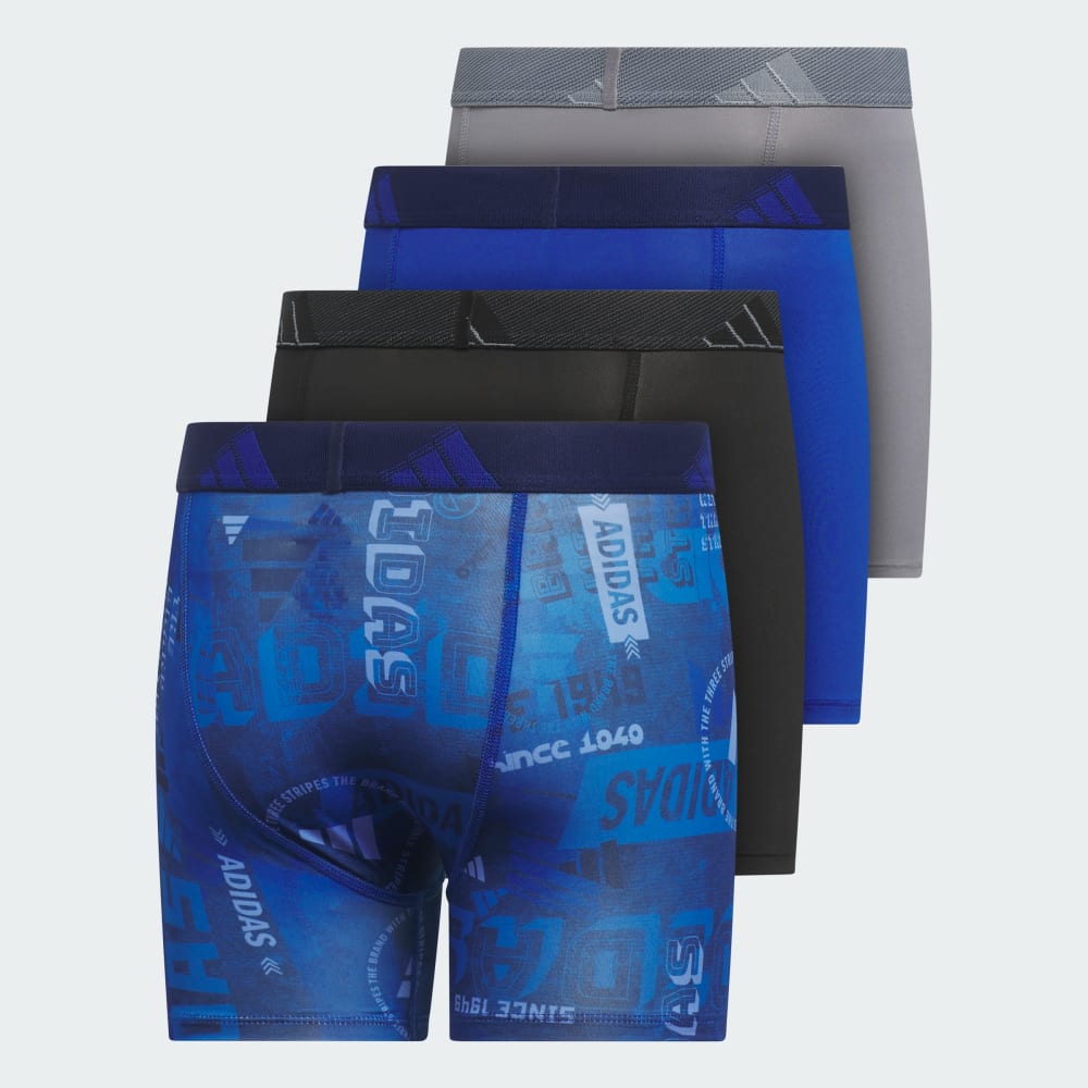 Боксеры Adidas Youth Microfiber Graphic 4-Pack Boxer Briefs, цвет Royal Blue/Black/Blue — фото 2