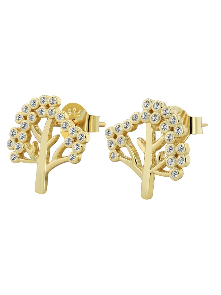 

Adeliás Женские серьги - серьги-гвоздики «Древо жизни» из серебра 925 пробы с золотым покрытием