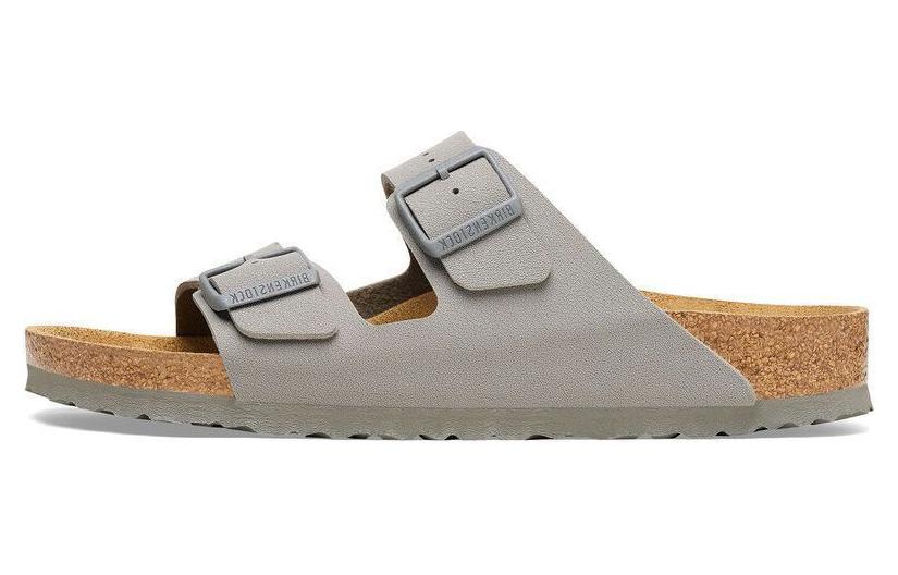Сандалии Arizona Leather Flat Birkenstock, Lime Gray