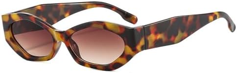 

Популярные модные солнцезащитные очки Polygon для женщин, ретро-очки с разноцветными овальными линзами, солнцезащитные очки UV400 для мужчин MTZJH, Leopard Tea Gradient