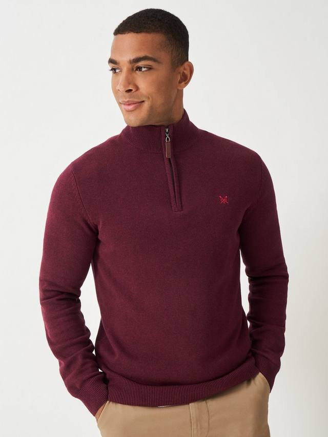 

Хлопковый джемпер с полузастежкой Crew Clothing, Burgundy