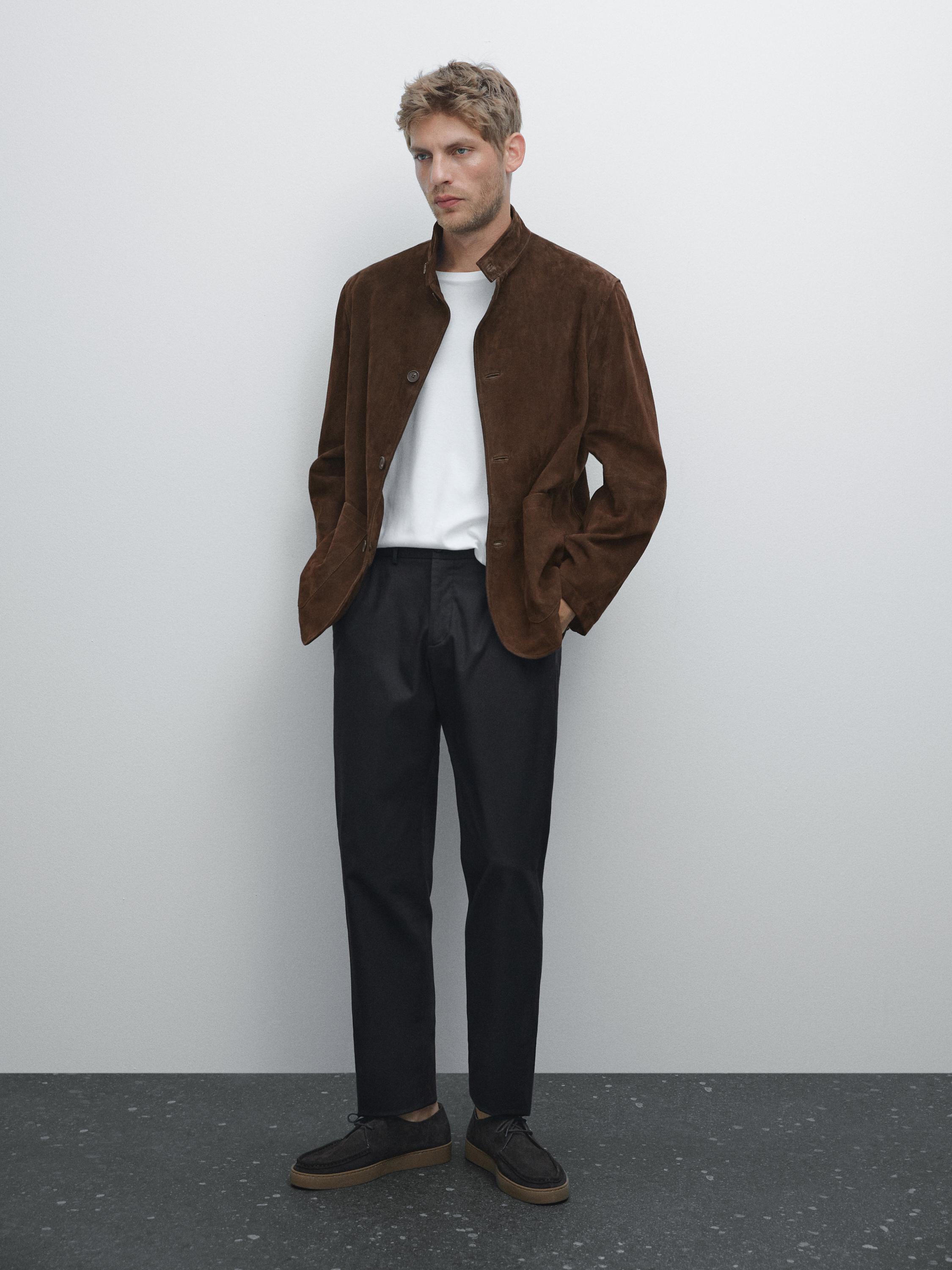 

Облегающие текстурированные брюки Massimo Dutti, темно-синий