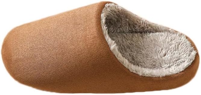 

JadeRich Женские и мужские тапочки из цельного замша для дома, с теплым мягким флисовым верхом, бесшумной подошвой и толстой стелькой, Coffee