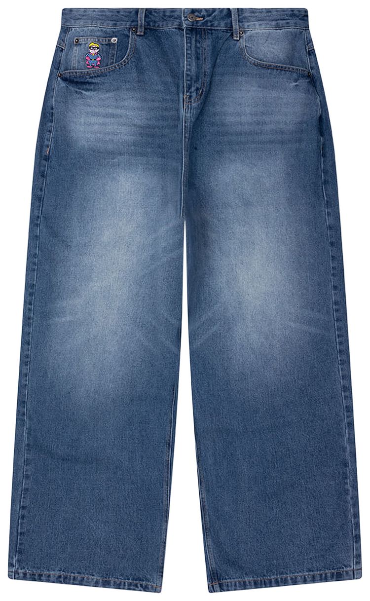 

Детские расклешенные брюки KidSuper с нашивками, синие