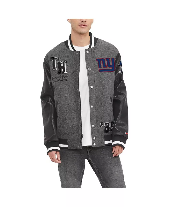 

Мужская ворсованная серая и черная бейсбольная куртка New York Giants Gunner на молнии Tommy Hilfiger