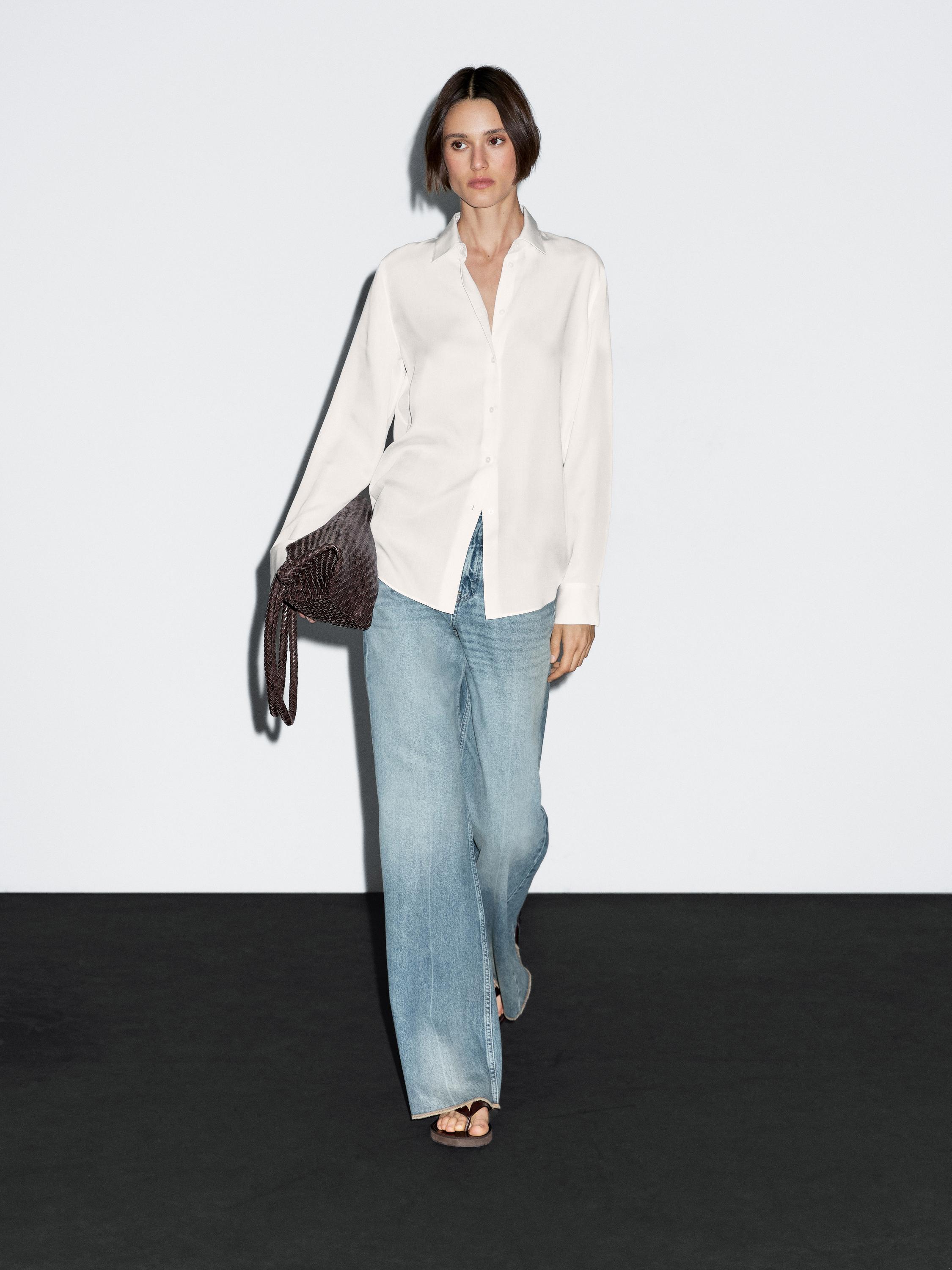 

Рубашка свободного кроя с отложным воротником Massimo Dutti, белый