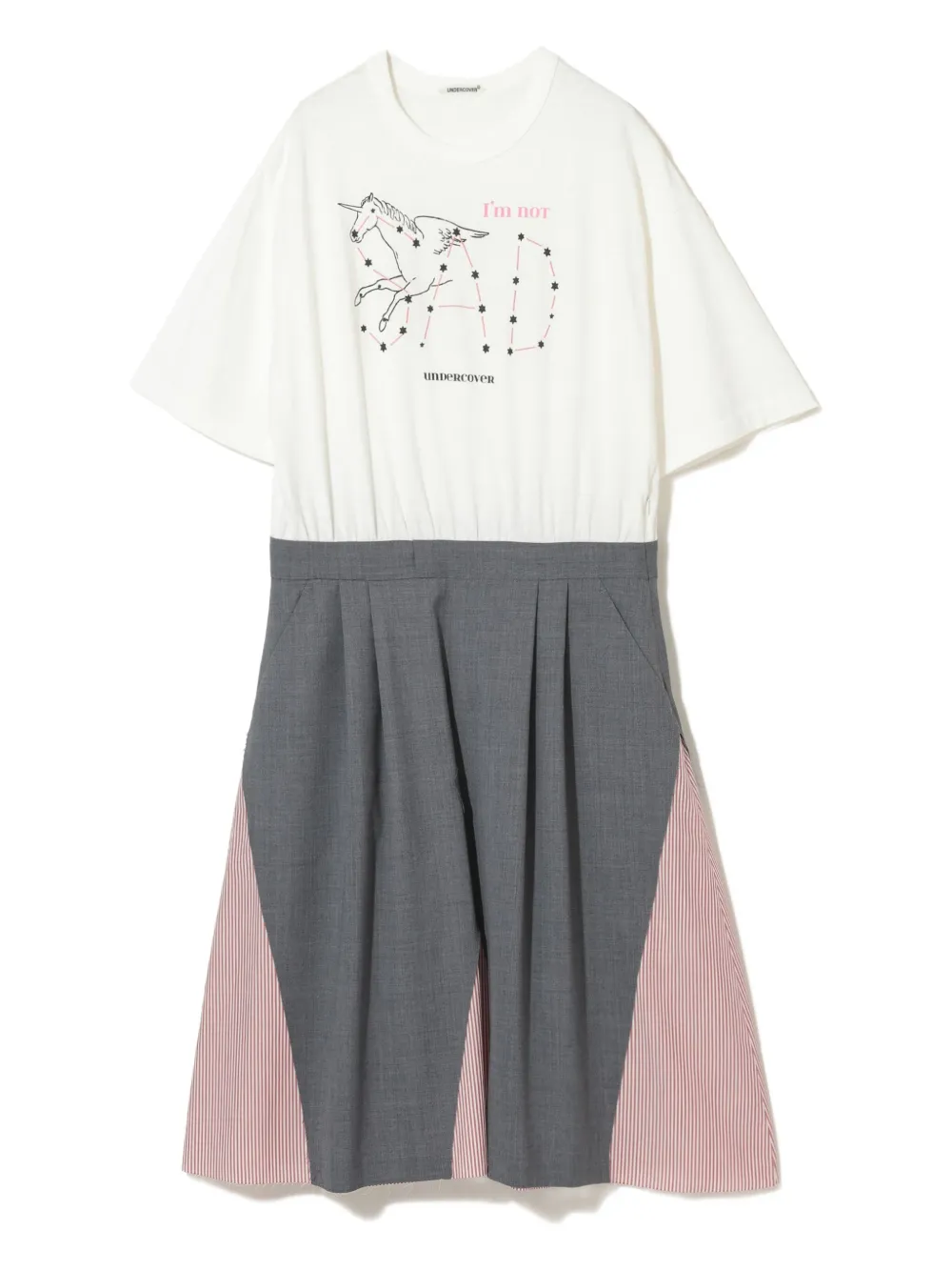 

Плиссированное платье с принтом Undercover, белый