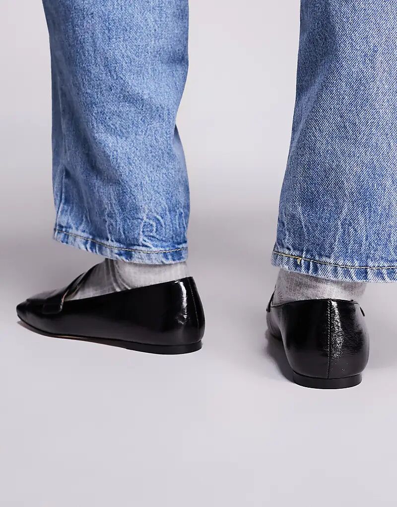 Лоферы Steve Madden Monarc с квадратным носком из черной жатой кожи — фото 3
