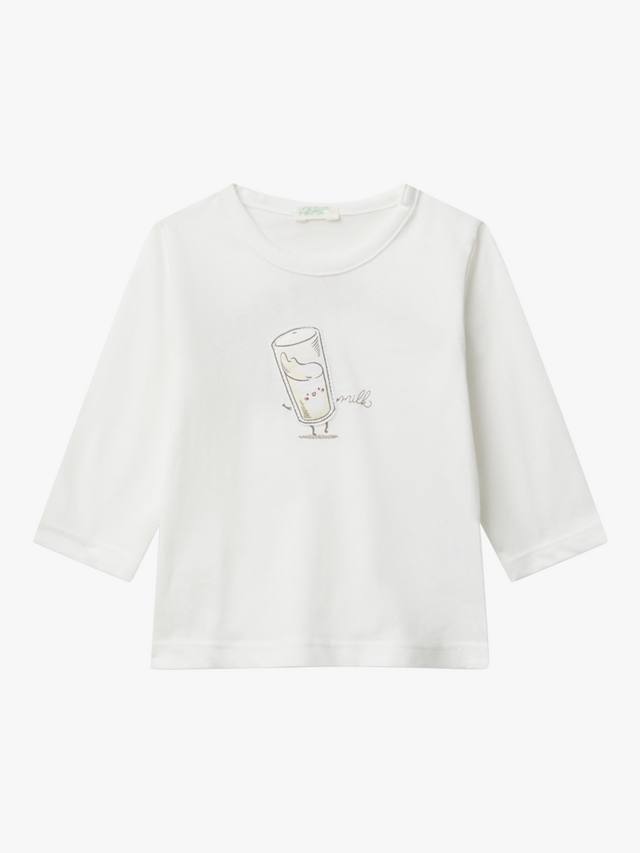 

Детская хлопковая футболка с длинными рукавами Benetton, White