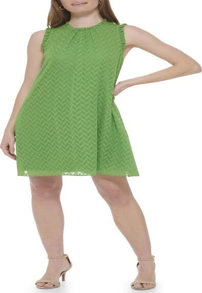 

Женское платье-трапеция без рукавов Tommy Hilfiger длиной до колена из шифона, New Leaf