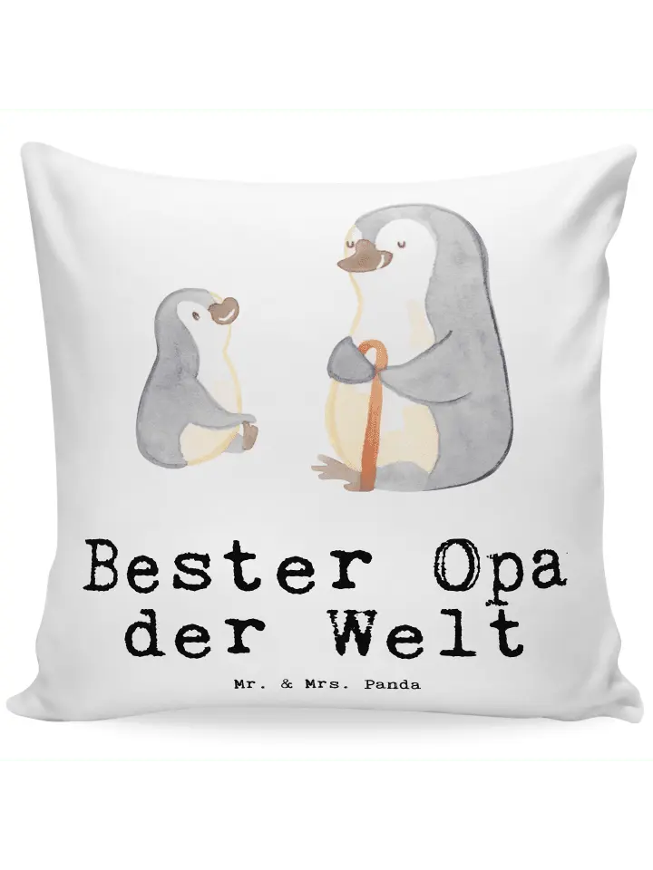 

Подушка Mr & Mrs Panda 40x40 Pinguin Bester Opa der Welt, белый