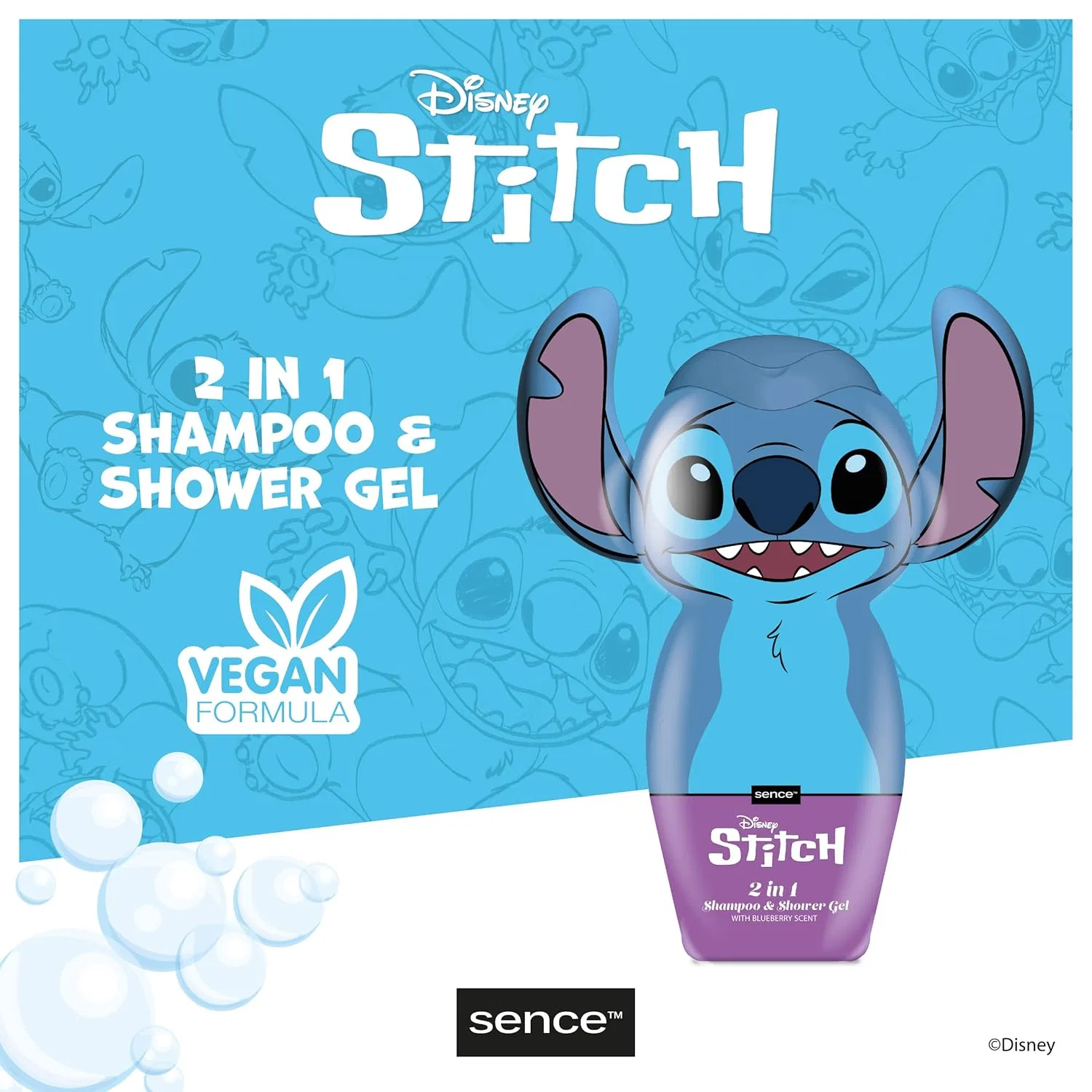 Детский шампунь и гель для душа Disney Stitch 3D с ароматом черники Sence — фото 2