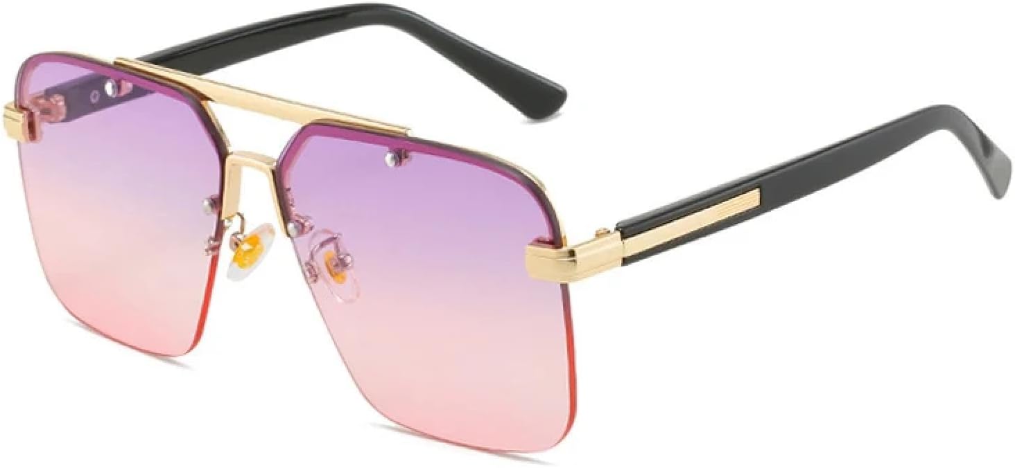 

Модные солнцезащитные очки для женщин и мужчин, винтажные, роскошные, с двойной перемычкой, для активного отдыха и вождения, с защитой от УФ-излучения UV400 TKKTLLT, Black Purple Pink