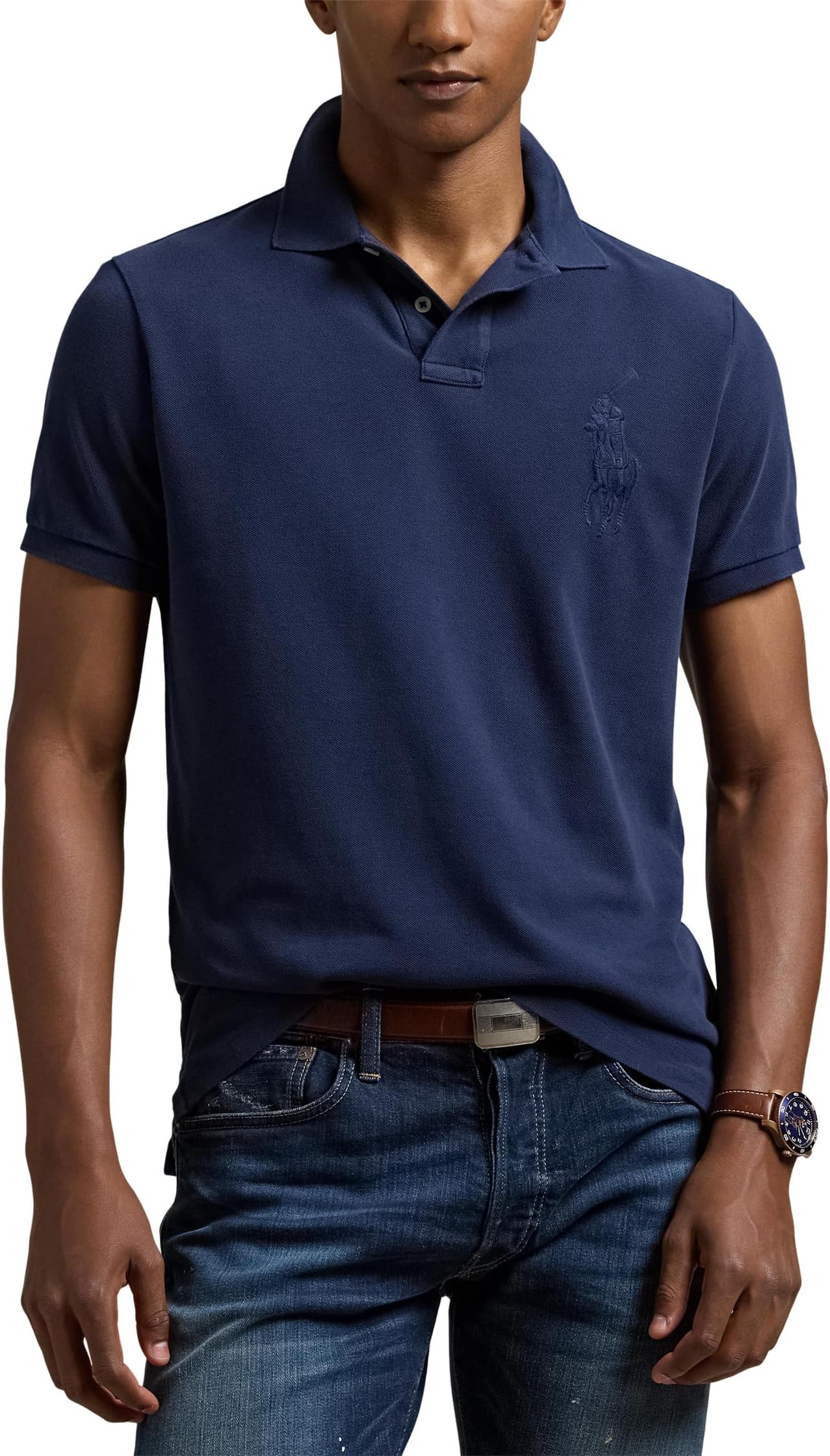 

Футболка Polo Ralph Lauren Custom Slim Fit Big Pony Mesh Polo Shirt, цвет Cruise Navy