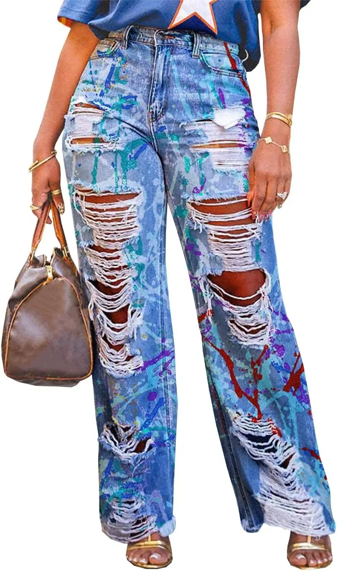 

Женские джинсы baggy high waisted с graffiti prints TACSTRUN