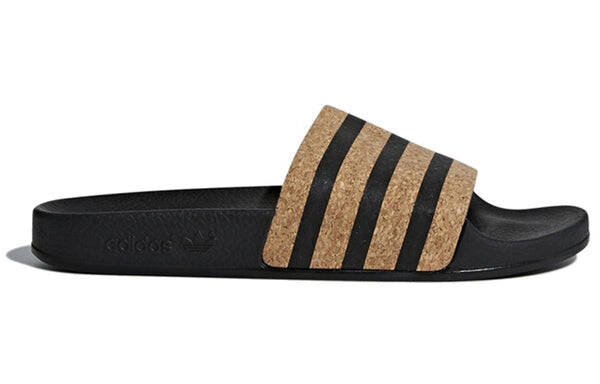 Тапочки adilette 'black cork' Adidas, черный — фото 2