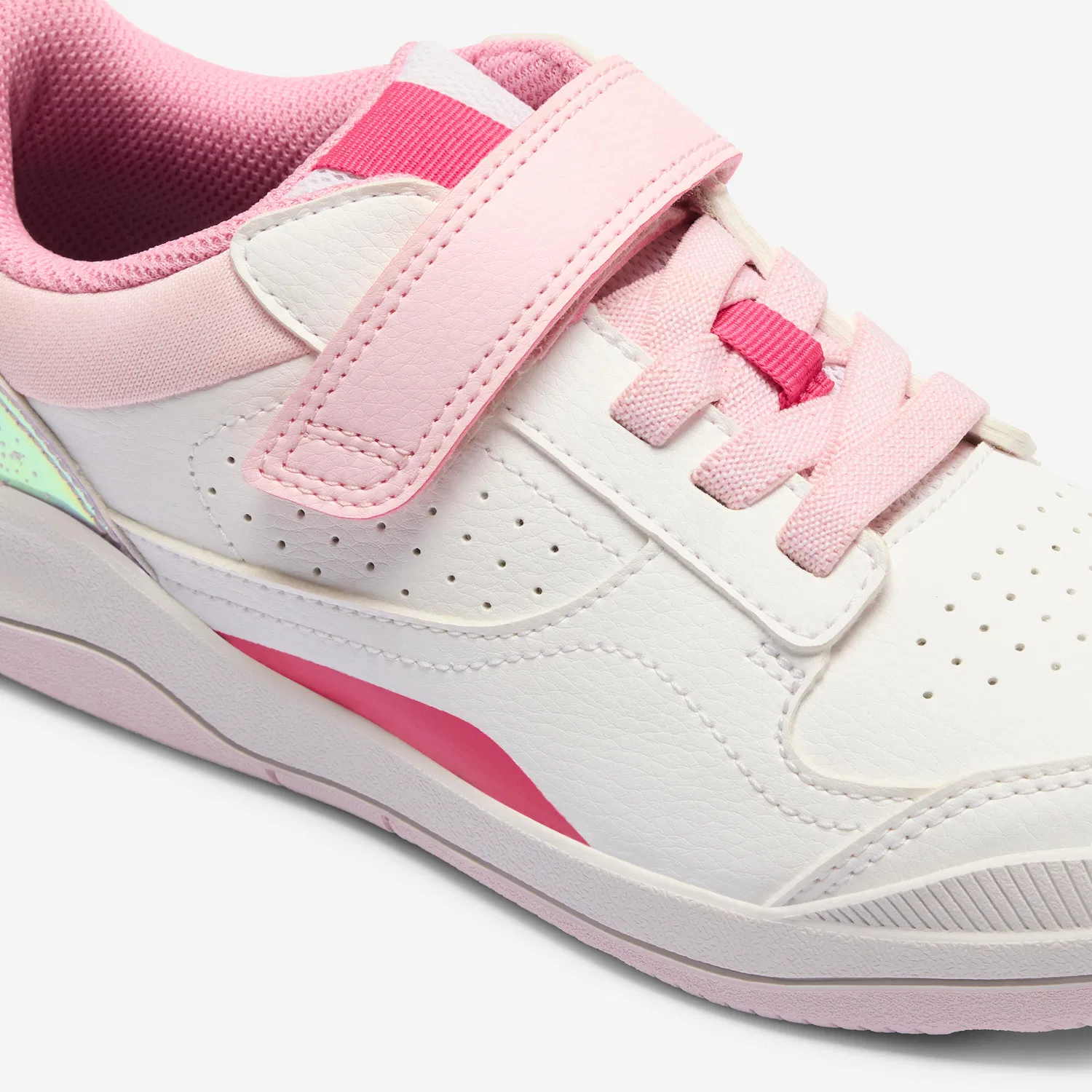 Детские спортивные кроссовки с липучкой Playventure Yard Decathlon, Ultraweiß Blasses Bonbonrosa Magentapink — фото 3