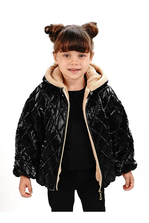 Детское пальто для девочек непромокаемое с капюшоном Dublino Kids, Black