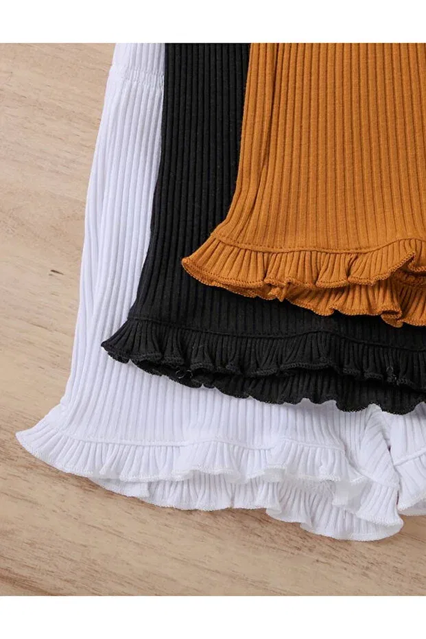 Детский комплект шорт для девочек с воланами 3 предмета Basics Eymwes, Tabas Black And White — фото 2