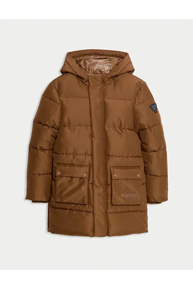 Детское зимнее пальто для девочек с длинным рукавом Marks & Spencer, Orange — фото 4