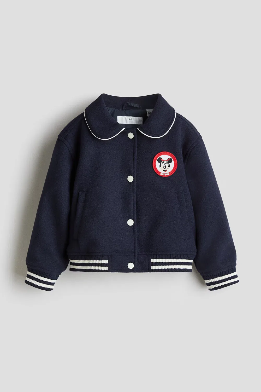 Войлочная бейсбольная куртка H&M, Marineblau/Minnie Maus