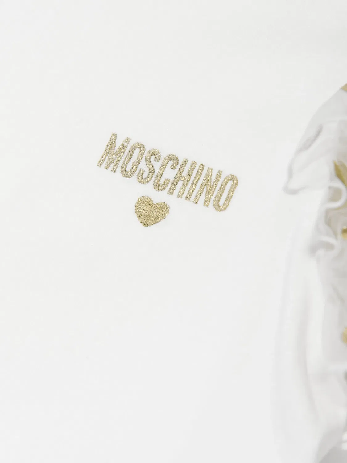 Футболка с логотипом и рюшами Moschino, белый — фото 4