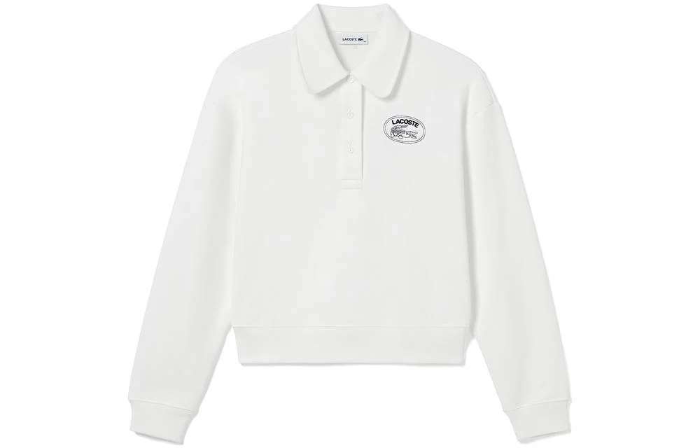 Поло LACOSTE с вышитым логотипом, белое
