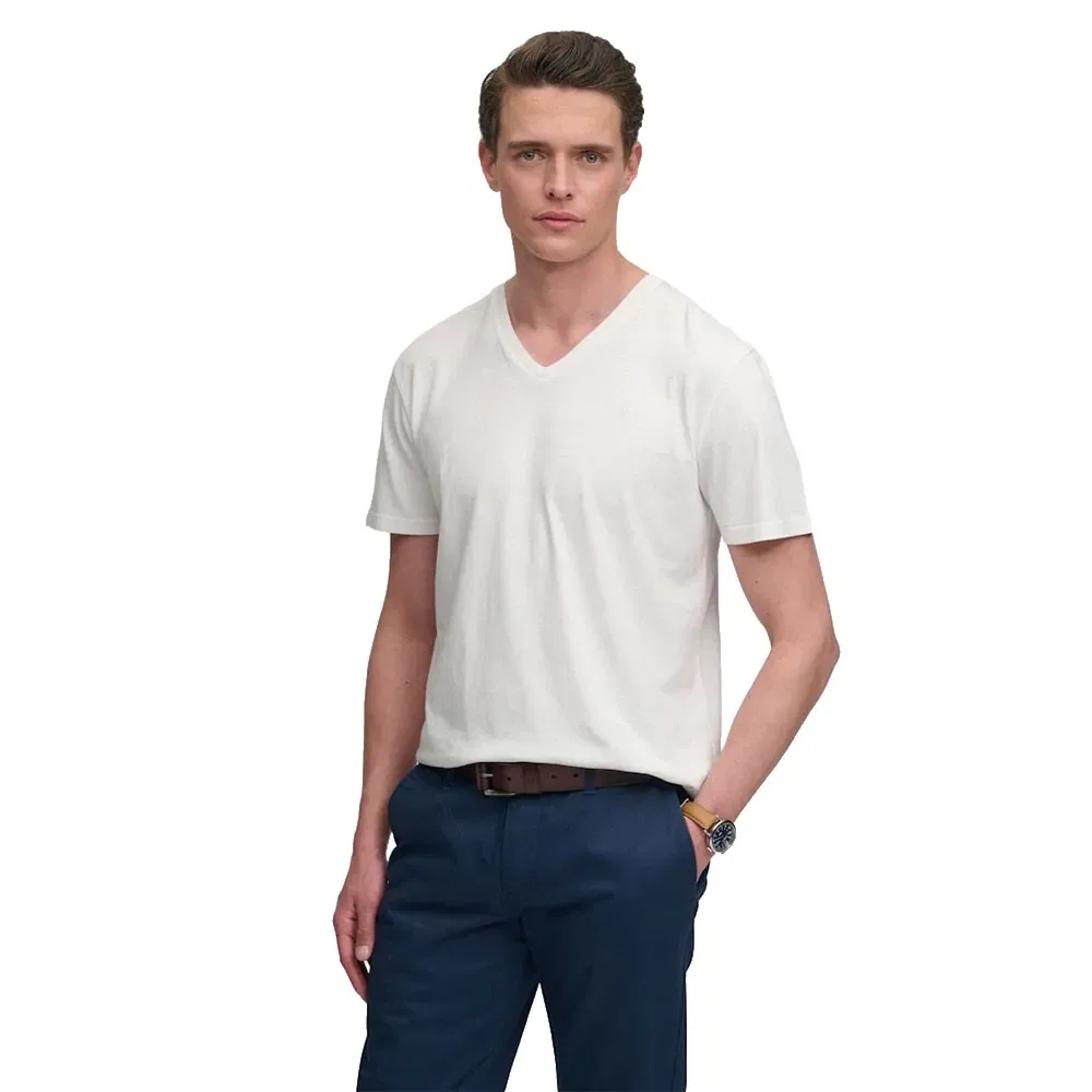 Футболка с v-образным вырезом Classic Cotton Linen Vee Superdry, белый