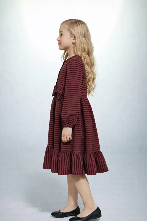 Детское платье для девочек с длинным рукавом Fesshera Kids, Pink — фото 3