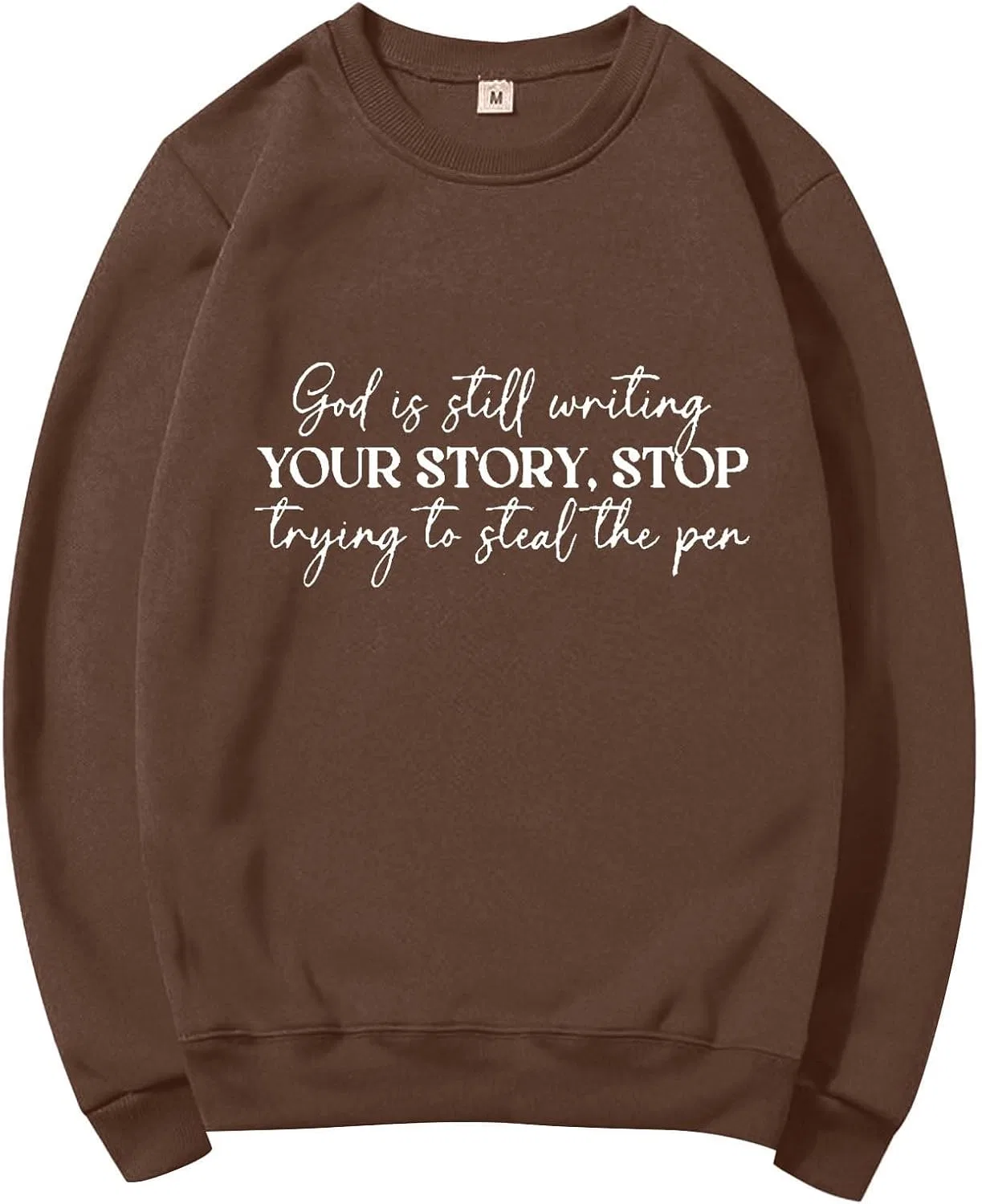 Женский свитшот God Is Still Writing Your Story с принтом, кофейный — фото 2