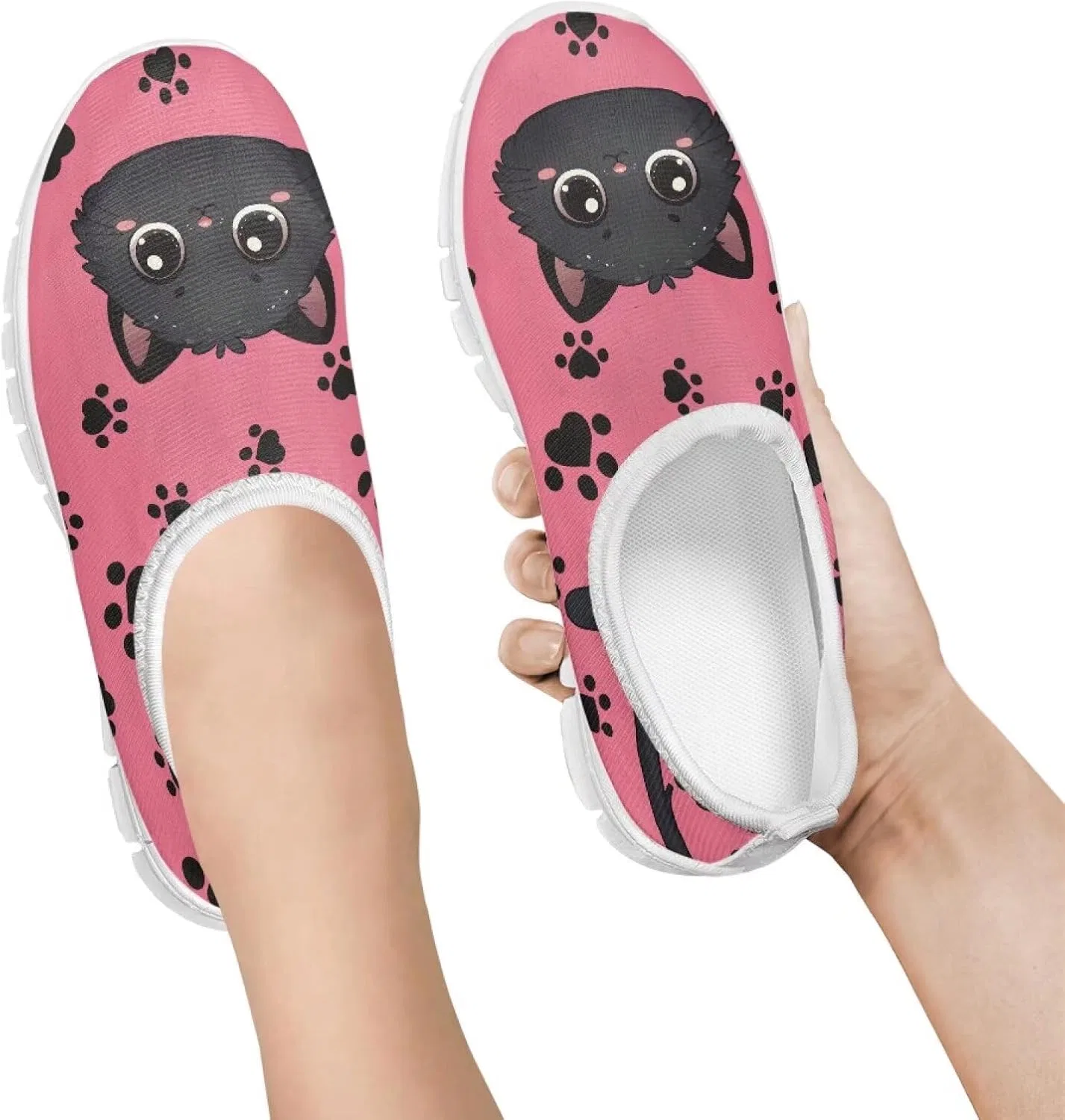Детские мокасины на скользящей подошве с белой подошвой Qoiuvncy, Cat Print — фото 2