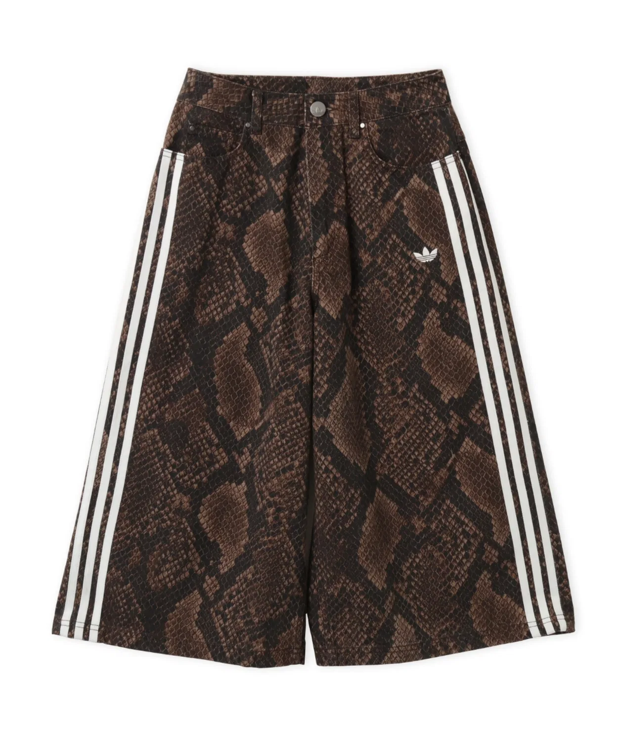 Женские шорты деним свободного кроя с принтом Snake Print Bermuda Adidas, Brown