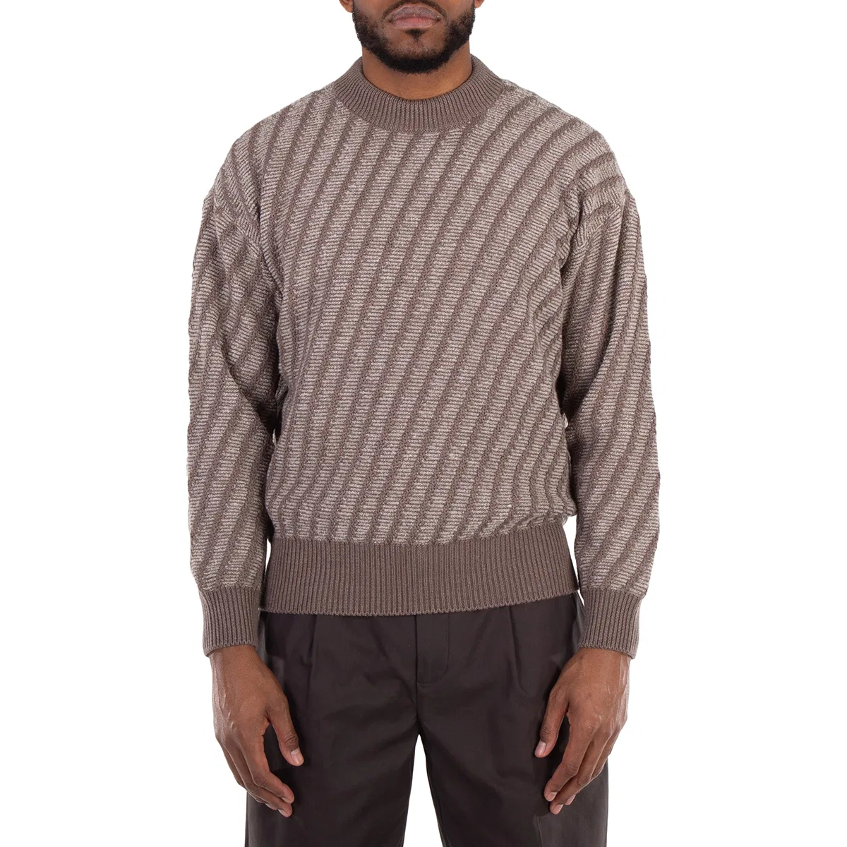 Свитер с круглым вырезом и жаккардовым узором Emporio Armani, Beige