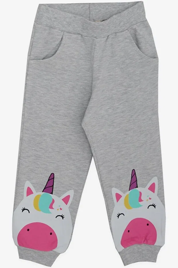 Детский спортивный костюм для девочек с принтом Unicorn Printed Breeze, Light Gray Melange — фото 4